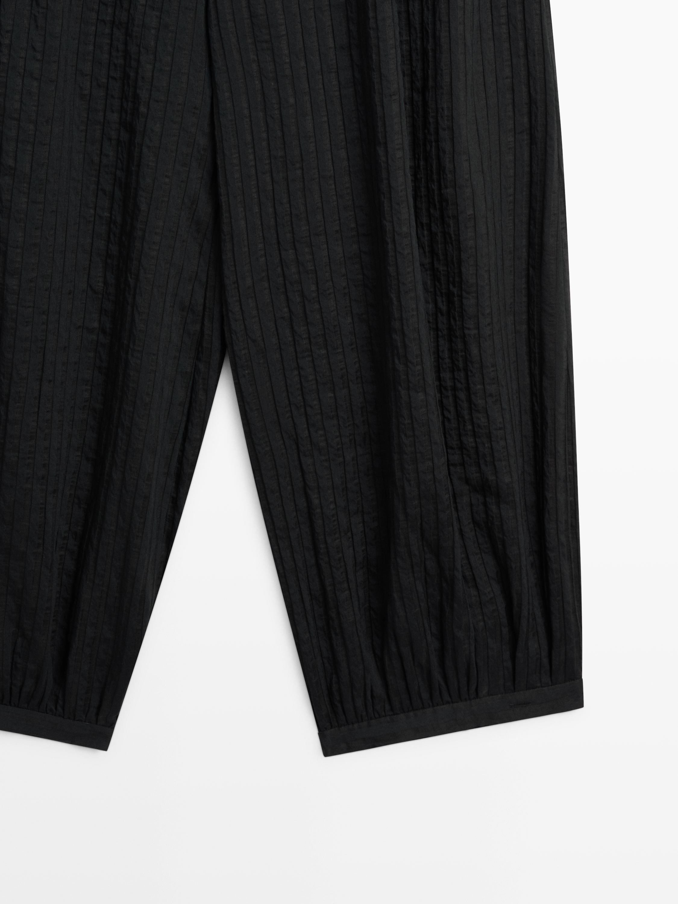 Flowing linen blend sarouel trousers